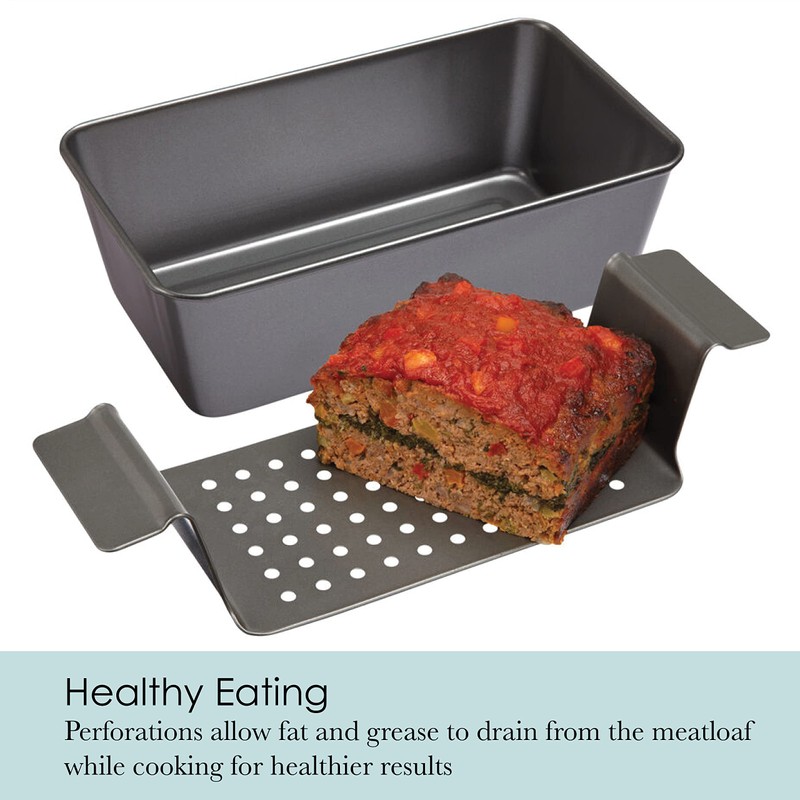 Chicago Metallic 2-Piece Healthy Meatloaf Pan with Draining Insert Professional