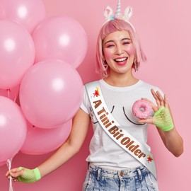 JXYCBZYing Espresso Martini Birthday Sash decor, A Tiny Bit Older Birthday Sash with Coffee Bean Cocktail for Martini Themed Birthday Party Decorations Supplies Favors, A Tini Bit Older Sign Brown