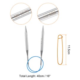 HARFINGTON Circular Knitting Needles 16" Stainless Steel US 11/7.0mm Knitting Needles 4.13" with Knitting Stitch Holder for Fast Knitting Tip to Tip Sweater Scarves Necklaces
