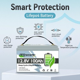TCBWORTH 12V 100AH Lifepo4 Battery Lithium Battery 10000+ Deep Cycle Battery with BMS Batteries 1280Wh Power Lithium iron Phosphate Batteries Support Series Parallel for Trolling Motor RV Marine