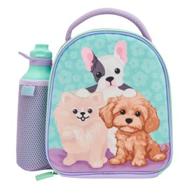 Polar Gear Pawsome Pups Insulated Kids Lunch Bag Holder and 600ml Water Bottle, Polyester, 600 milliliters, Purple