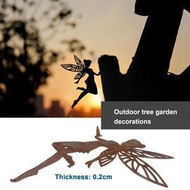 eMagTech Flying Fairy Decoration Garden Elf Fairy Decoration Outdoor Garden Metal Rust Ornaments for Trees Pillars Trunks 27x25cm
