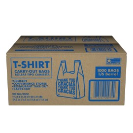 Unbranded T-Shirt Carry-Out Bags 11.5x6.5x22" 1000 Ct Plastic Grocery Shopping Retail