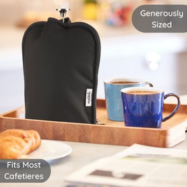 French Press Cozy Cover Insulated in Black - French Press Warmer Koozie Insulator Designed to Keep your Coffee Warmer for Longer - Cafetiere Cover Coffee Press Pot Cosy for Multiple Sizes