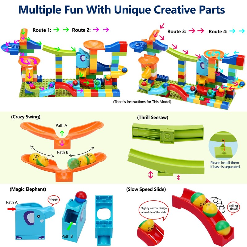 COUOMOXA Marble Run Building for Kids: STEM Building Blocks Set