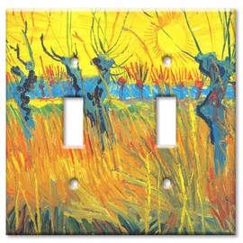 Art Plates - Double Gang Toggle OVERSIZE Switch Plate/OVER SIZE Wall Plate - Van Gogh: Pollard Willow & Sunset