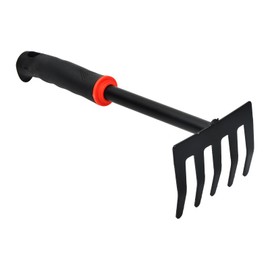 Steel Garden Rake with 5 Prongs - Small Rake for Garden, Balcony and Vegetable Garden - Ergonomic Handle for Garden Care - Working Width 9 cm