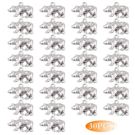 KMOSPAD 30pcs Antique Silver Bear Pendant Charms Tibetan Alloy Cute Small Animal Bear Pendants Decorative Accessories for DIY Necklace Bracelet Keychain Jewelry Making Findings