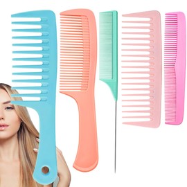 VITMOORY VITMOORY Hair Combs for Women Men, Wide Tooth Comb, Fine Tooth, Rat Tail Comb, Comb Set for Wet Curly Thick Thin Hair Styling (5 PCS)