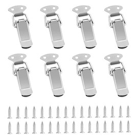 8 Sets Spring Loaded Toggle Latch 2.2" Spring Hasp Lock Stainless Steel Tension Clasp Duck Billed Catch Clamp Clip with Screws for Door Window Drawer Toolbox Closet Cabinet Case Box - Silver