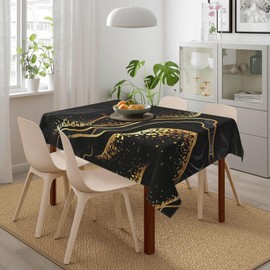 TNOKKU Black Gold Marble Texture Tablecloth, Black Modern Decorative Table Cover for Dining Kitchen Party Decorations, 54"x72" Rectangular Table Cover Black Gold Kitchen Decor