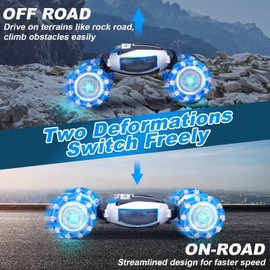 Fosgoit Gesture Sensing RC Stunt Car, Toys for Boys Girls 6-12 Year 4WD Remote Control Car 360° Rotate Transform Off-Road Drift RC Cars with Lights Music, 2.4Ghz Hand Control Car Gifts for Boys 6-12