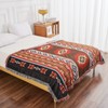 LHGOGO Bohemian Patterned Woven Sofa Throw Blanket with Tassels, Double-sided