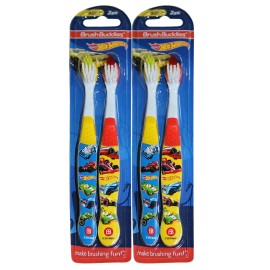 Brush Buddies Hot Wheels Toothbrush Set 4 Pack Kids Soft Bristle Teeth Cleaning Fun