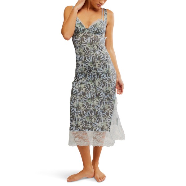 Free People Women's Party Crasher Midi Slip, Seafoam Combo