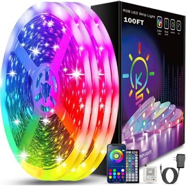 100ft Led Strip Lights Bluetooth Smart App Control Music Sync Color Changing RGB Led Light Strip with Remote,Led Lights for Bedroom Room Home Decor Party Festival