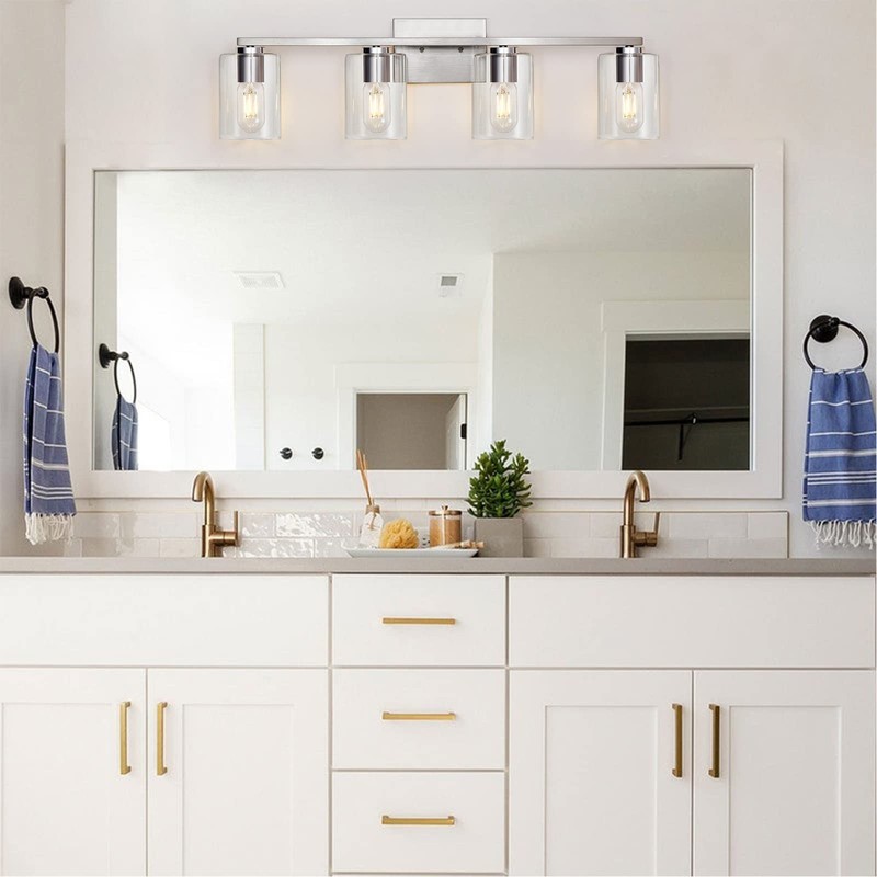 DRNANLIT 4-Light Bathroom Vanity Light Fixture, Brushed Nickel with Clear