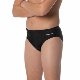 Flow Swim Briefs – Boys Brief Style Swimsuit Sizes 21 to 32 in Black, Navy, and Blue (Black, 26 (25" - 26" Waist))