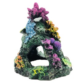 Cozioz Vibrant Aquarium Coral Reef Set - Includes Colorful Coral Mountain and 4 Lush Aquatic Plants, Perfect Fish Tank Decoration to Create Stunning Underwater Environments