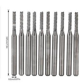 CYSFETENA Pack of 10 2 mm Carbide Milling Cutters, Silver Carbide CNC Bits, High-Quality Precision Carbide Cutters, for PCB Metal Plastic and More Cutting Tools