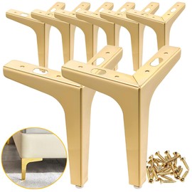 LOSYHU 7 inch Metal Furniture Legs, Gold Legs for Furniture Set of 8, Modern Replacement feet for Cabinet Sofa Couch Table Chair Bed Dresser Wardrobe Risers DIY Replacement