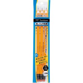 Tombow HB 2558 ACB-360 Pencil with Eraser with Cap, Pack of 3