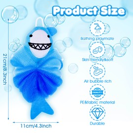 Bath Loofahs Animal Bath Sponge for Bathing, Kids Loofah Bath Pouf Body Scrubber Mesh Loofah Sponges, Bath and Shower Loofah Sponge for Children Gentle Exfoliating