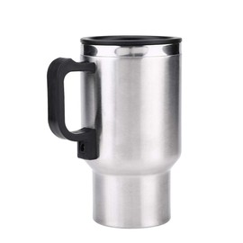 Keenso - Taza eléctrica de 12 V para coche, taza de calefacción, de acero inoxidable, 450 ml, calentador de taza de café con encendedor de cigarrillos