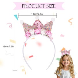 YZROHYI Birthday Crown for 3 Years, Children's Birthday Crown, Children's Birthday Party Crown, Happy Birthday Crown, Princess Crown, Crown Headband with Rose Flowers