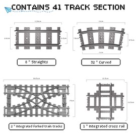 JAOGAUS City Rails, 41-Piece City Building Blocks Rails, City Railway Rail Set for Building Blocks Gifts, Expansion Set