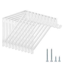 KOVOSCH 10 Pack Heavy Duty Closet Shelf & Rod Brackets, Wall Mounted Closet Shelf Brackets, 11 x 9.45 Inch Closet Shelf Brackets with Rod Support, White