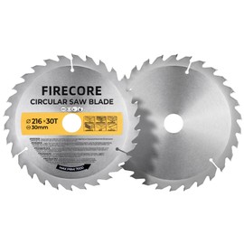 Firecore Circular Saw Blade Set 2 Pieces, Cutting Disc 216 x 30 mm Ideal for Wood, Metal and Aluminium - Compatible with Plunge Saw & Circular Saw from Bosch & Makita - Multi Saw Blade Made of