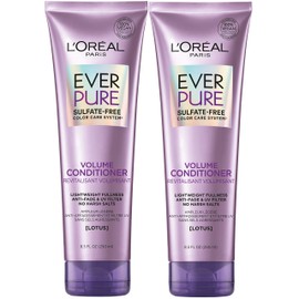 L'Oreal Paris EverPure Volume Sulfate Free Conditioner for Color-Treated Hair, Volume + Shine for Fine, Flat Hair, with Lotus Flower, 2 Count (8.5 Fl; Oz each) (Packaging May Vary)