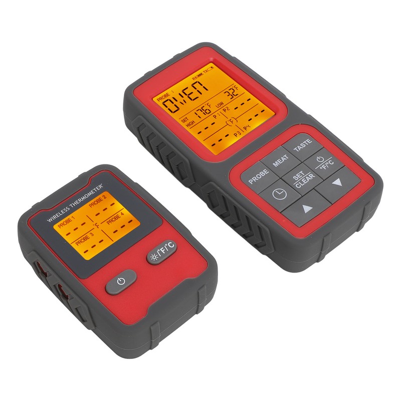500ft Wireless Meat Temperature Meter High Accuracy LCD Backlit Temperature