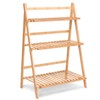 Casart Bamboo Ladder Stand Shelf, Foldable Multifunctional Flower Display Rack,