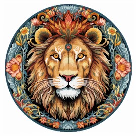Cukol Lion Cross Stitch Set, Pre-Printed, Animals Embroidery Templates, Embroidery Pictures, Pre-Printed Cross Stitch Embroidery Kit, Embroidery Kit, Embroidery Set, Adult Beginners, 36 x 36 cm