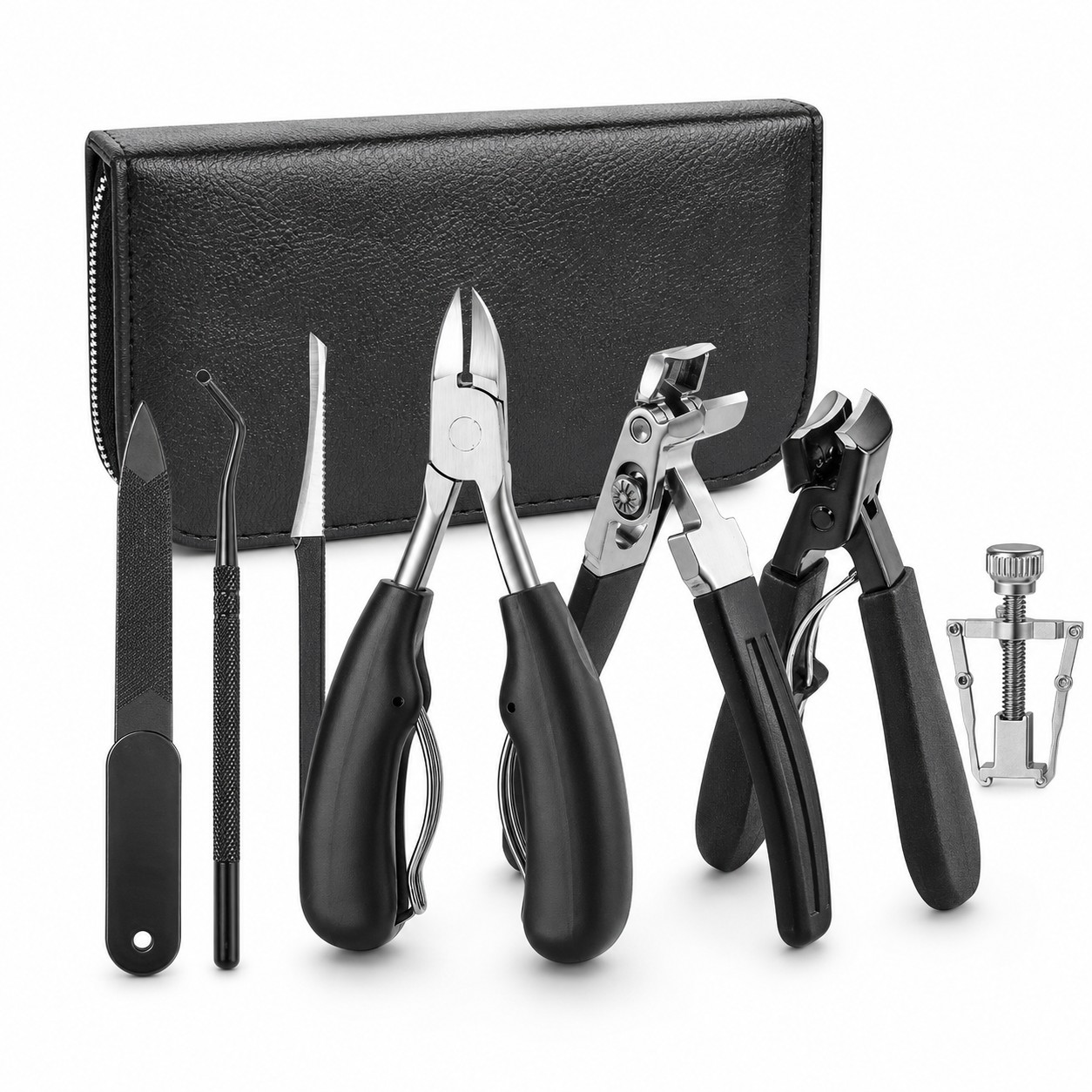 7-Piece Ingrown Toenail Tool Kit for Home Nail Care – Wide-Jaw Stainless Steel Clippers with Travel Case