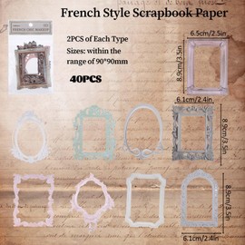 Jeffdad 40PCS Vintage Embossed Frames Scrapbook Paper Hollow Relief Frame Collage Card Notebook DIY Decoration Junk Journal Crafts Journaling Scrapbook Supplies