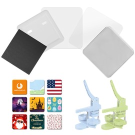 BEAMNOVA 50 Sets of Square Button Maker Supplies Fridge Magnets Blank Magnetic Parts for DIY Pin Maker, Supplies Only, Machine NOT Included