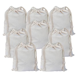 Lontenrea 8 Pcs 25x30cm Drawstring Cotton Muslin Bags Reusable Storage Bag (8 Pcs 10"x12")