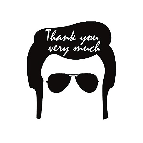 Quiplip Elvis Thank you Card, 4.25"x5.5",black and white,OO01