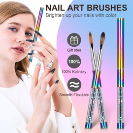 Shine Chance Acrylic Nail Brush Size 6, 100% Real Kolinsky Art Nail Brush for Acrylic Powder Application, Handmade Women Manicure Nail Extension Tool for Professional DIY Home Salon and Beginners