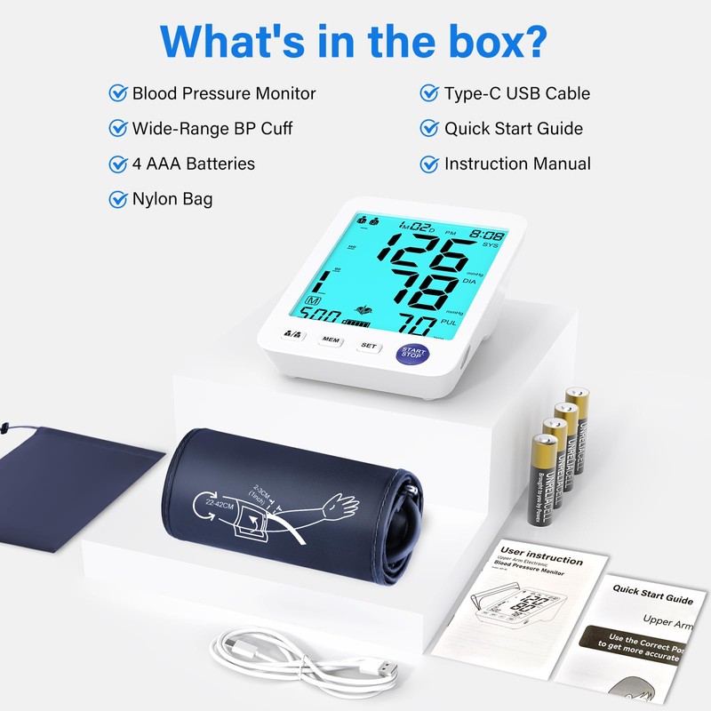 ADKING Automatic Upper Arm Blood Pressure Monitor Home Use, Large