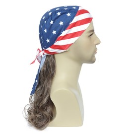 Cariniss Mullet Costume Wig Skull Cap, One Size, Stars and Stripes (Light Brown)