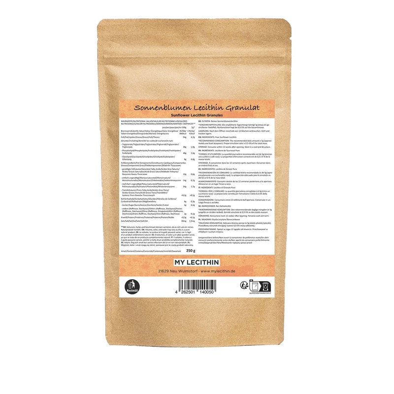 Sunflower Lecithin Granules, Made in Germany, Vegan, GMO Free, Allergy-Free