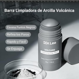 Dr.Leo Mascarilla de Arcilla en Barra, Limpia Poros y Puntos Negros, 45g | Con caolín, carbón y ectoína, limpia poros profundamente, controla grasa, e