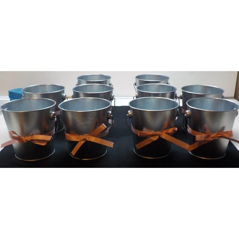 GREENBRIER SILVER BUCKET/PAIL WITH PINK BOW PARTY DECORATION