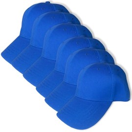 Genérico Paquete 6 Gorras Económicas de Acrilico, Lisa, Cachucha Unisex, Ajustable, Ideal para Bordar y Campañas Publicitarias. (MX/US, Alfa, Talla única, Azul Rey)