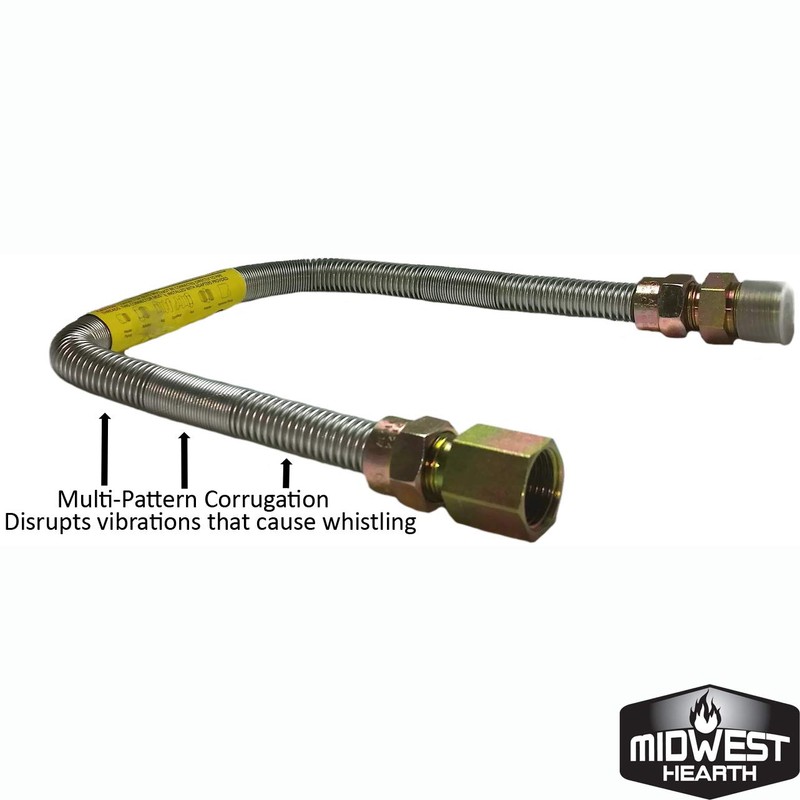 Midwest Hearth Whistle Free Gas Flex Line for Fire Pit