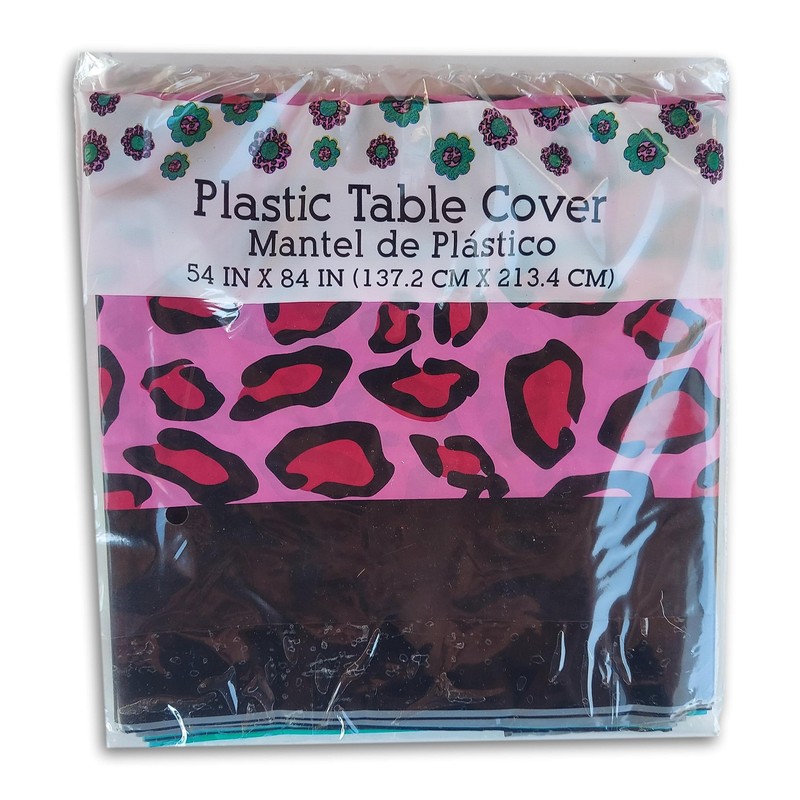 Craft Supply Pink Leopard Tablecover- Teal Animal Print Table Cover